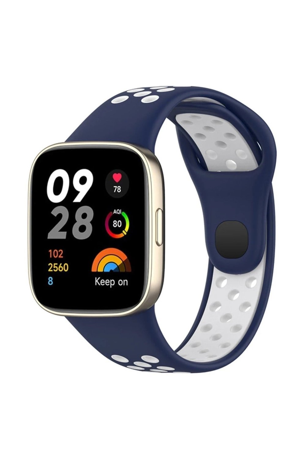 Mey İthalat®   Redmi Watch 3 Spor Delikli Kordon - Lacivert-Beyaz