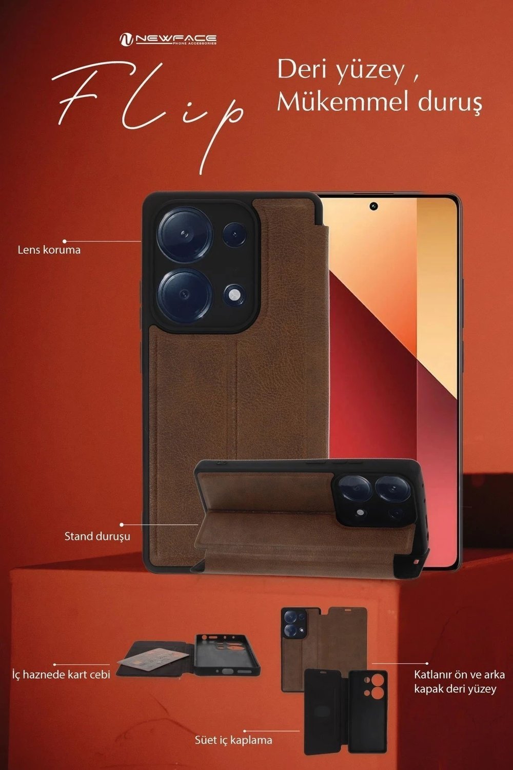 Mey İthalat®   Reno 11F Kılıf Flip Cover - Taba