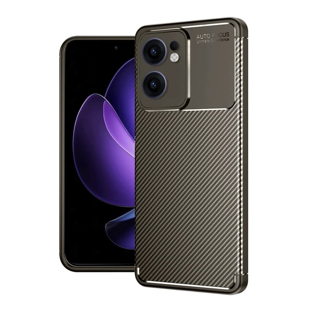Mey İthalat®   Reno 13F Kılıf Auto Focus Karbon Kapak - Kahverengi