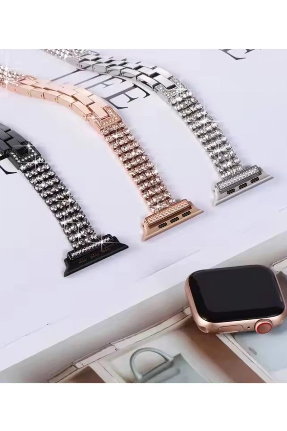 Mey İthalat®   Watch 38mm Live Taşlı Kordon - Siyah
