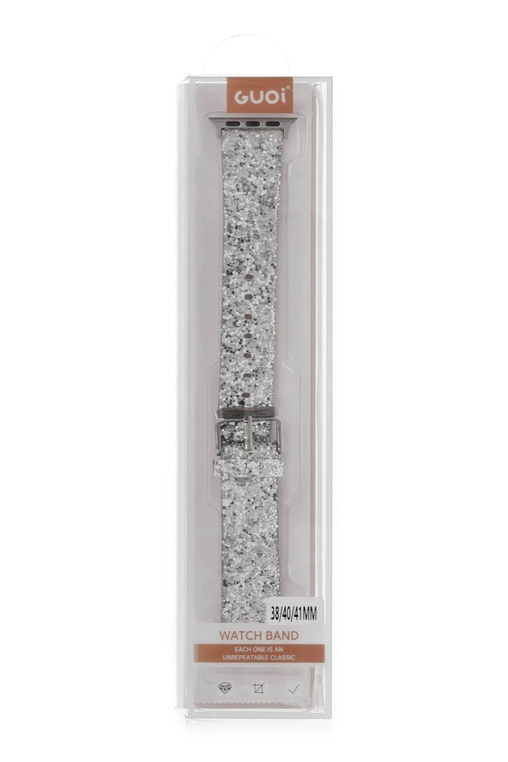 Mey İthalat®   Watch 38mm Starry Taşlı Kordon - Gümüş