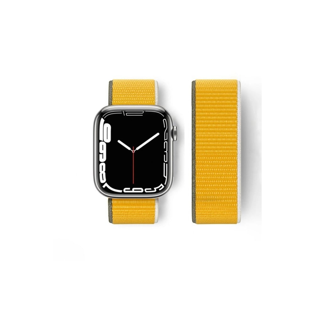 Mey İthalat®   Watch 42mm Hasırlı Cırtcırtlı Kordon - Sarı