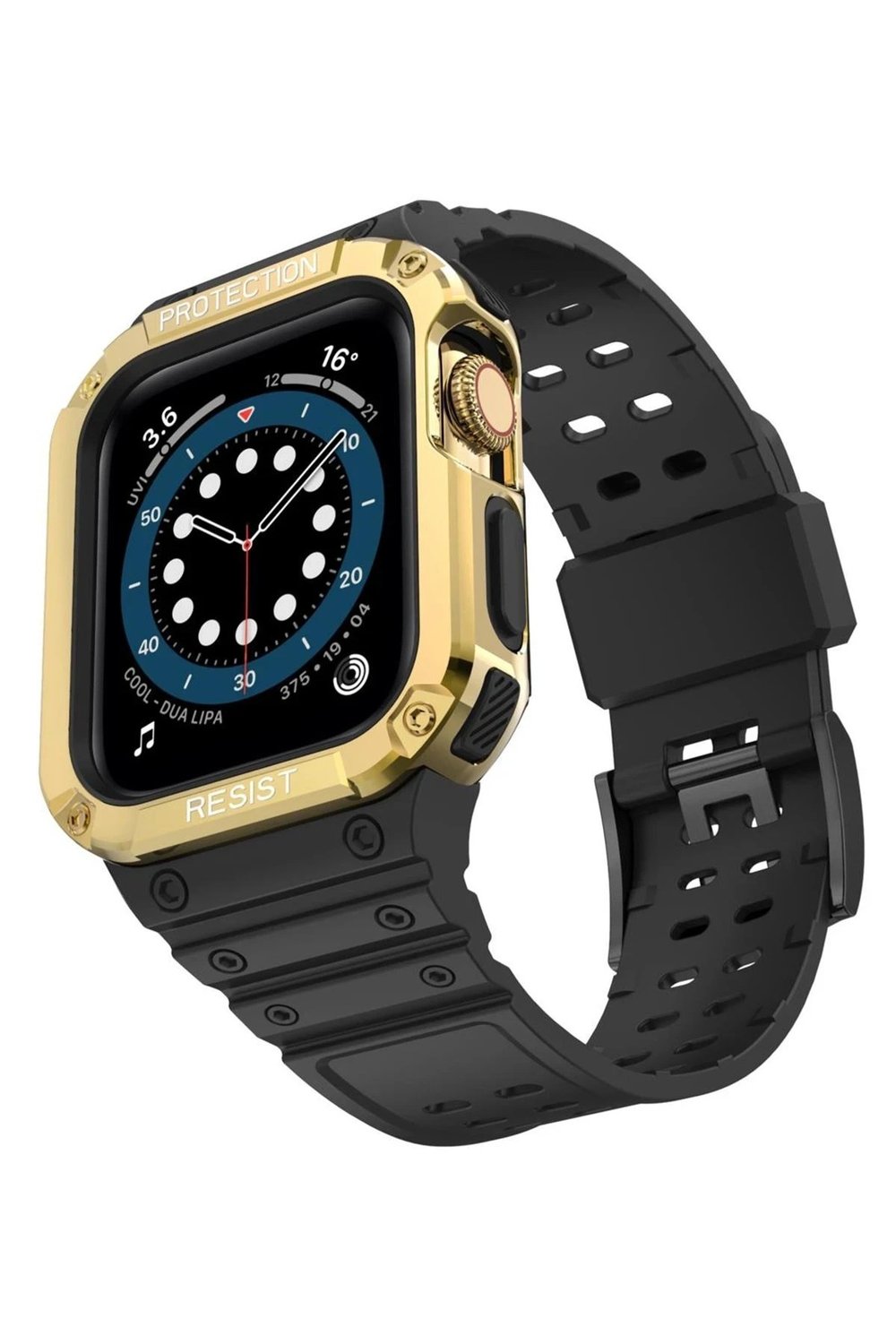 Mey İthalat®   Watch 42mm KR401 Silikon Kordon - Siyah-Gold