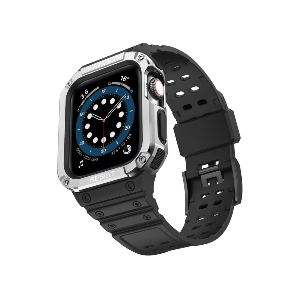 Mey İthalat®   Watch 42mm KR401 Silikon Kordon - Siyah-Gümüş