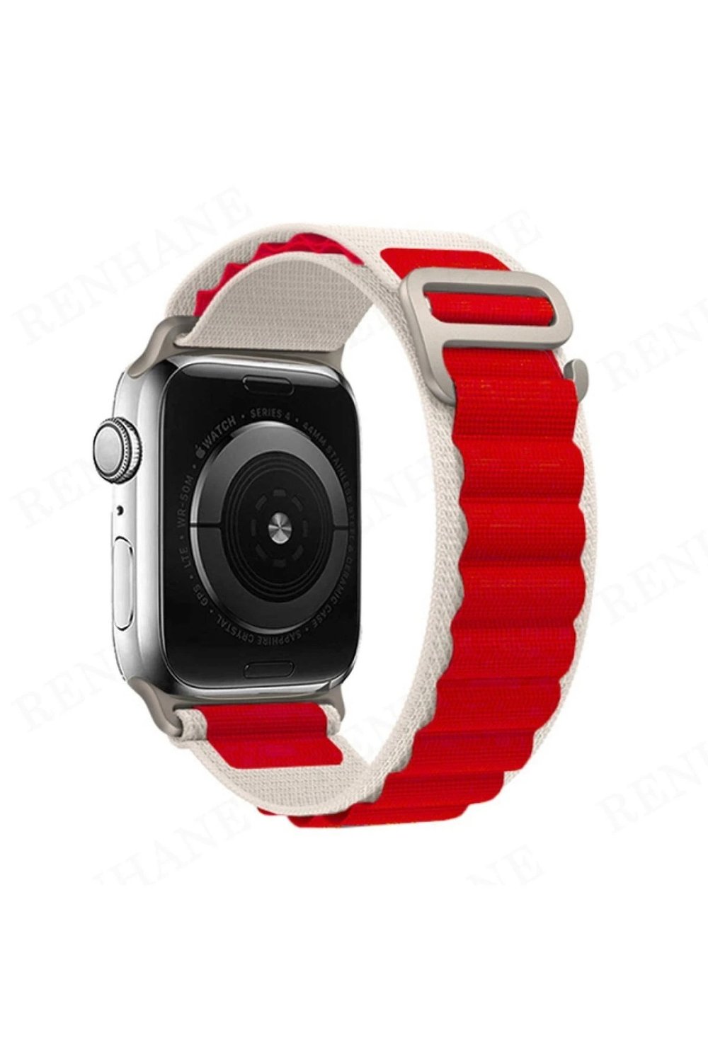 Mey İthalat®   Watch 42mm Mountain Kordon - Beyaz-Kırmızı