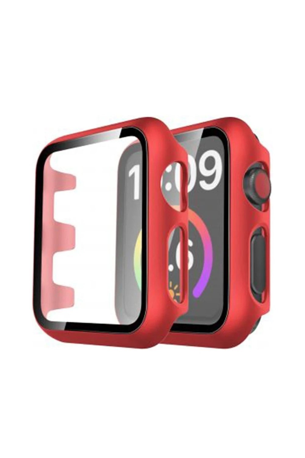Mey İthalat®   Watch 44mm Camlı Kasa Ekran Koruyucu - Kırmızı