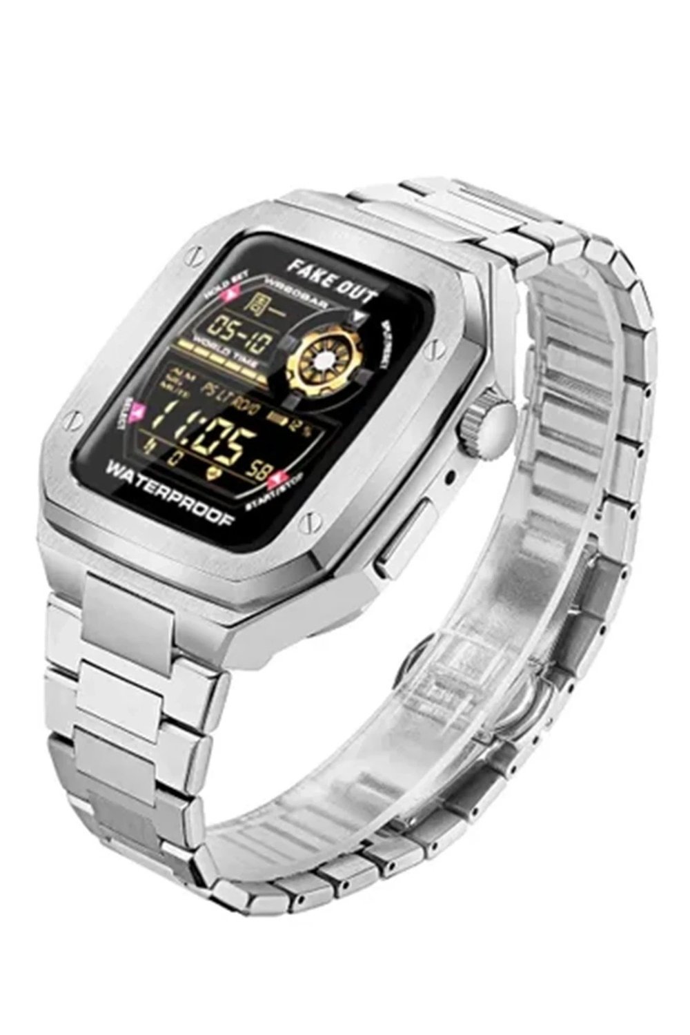 Mey İthalat®   Watch 44mm Metal Petek Kasalı Kordon - Gümüş
