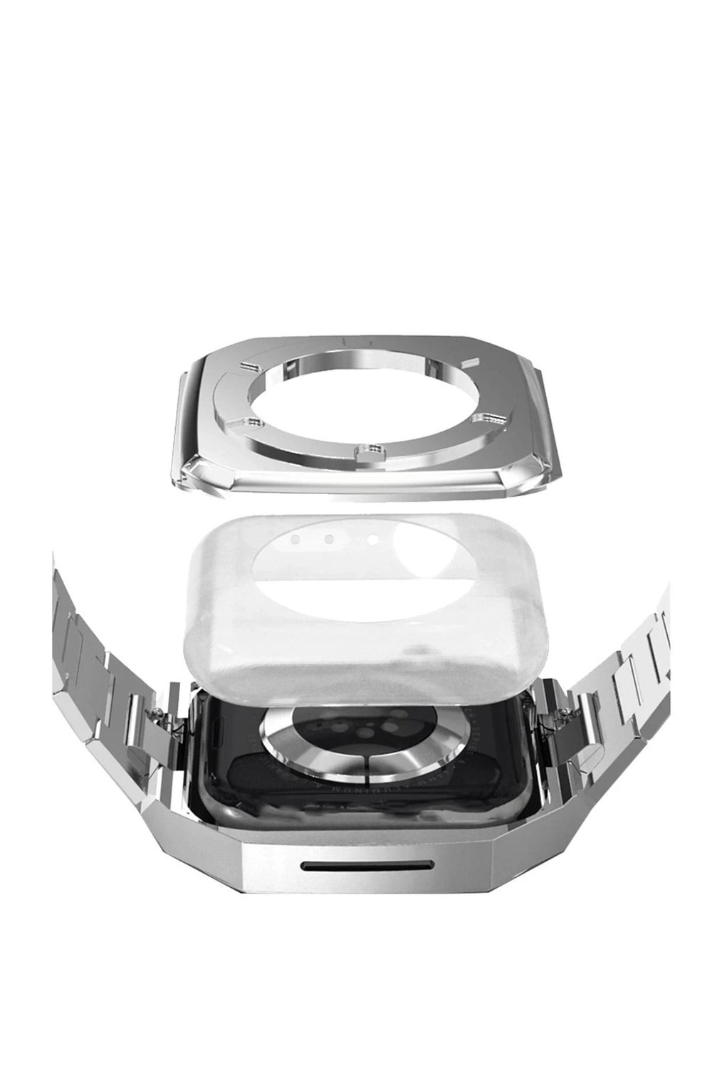 Mey İthalat®   Watch 45mm Metal Petek Kasalı Kordon - Gümüş