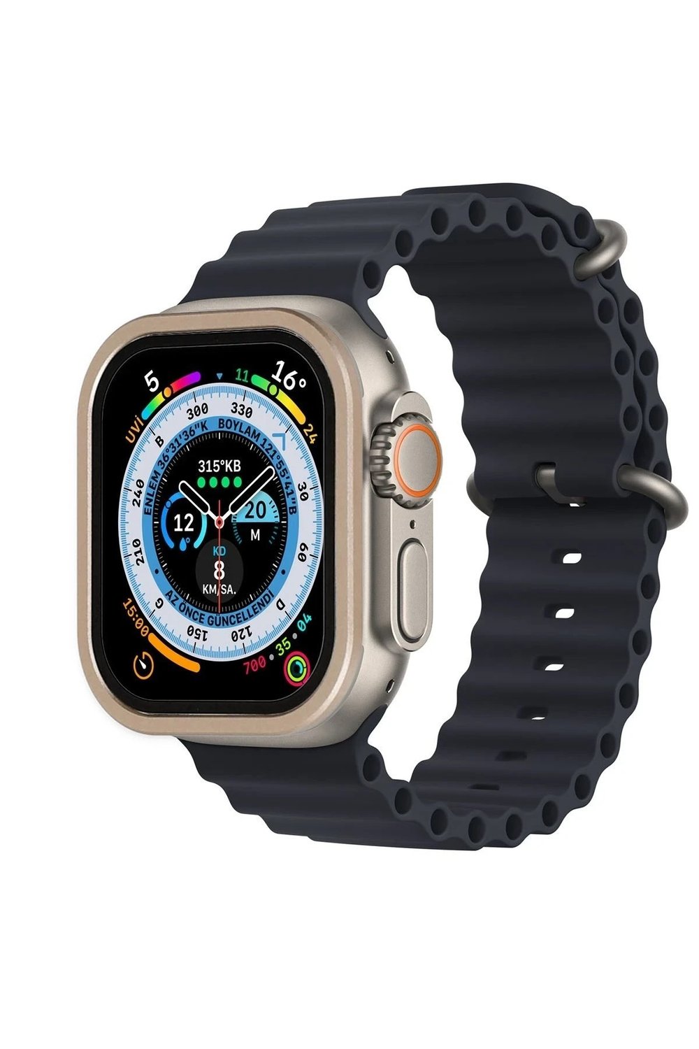 Mey İthalat®   Watch Ultra 49mm Alüminyum Kasa Cam Ekran Koruyucu - Gold