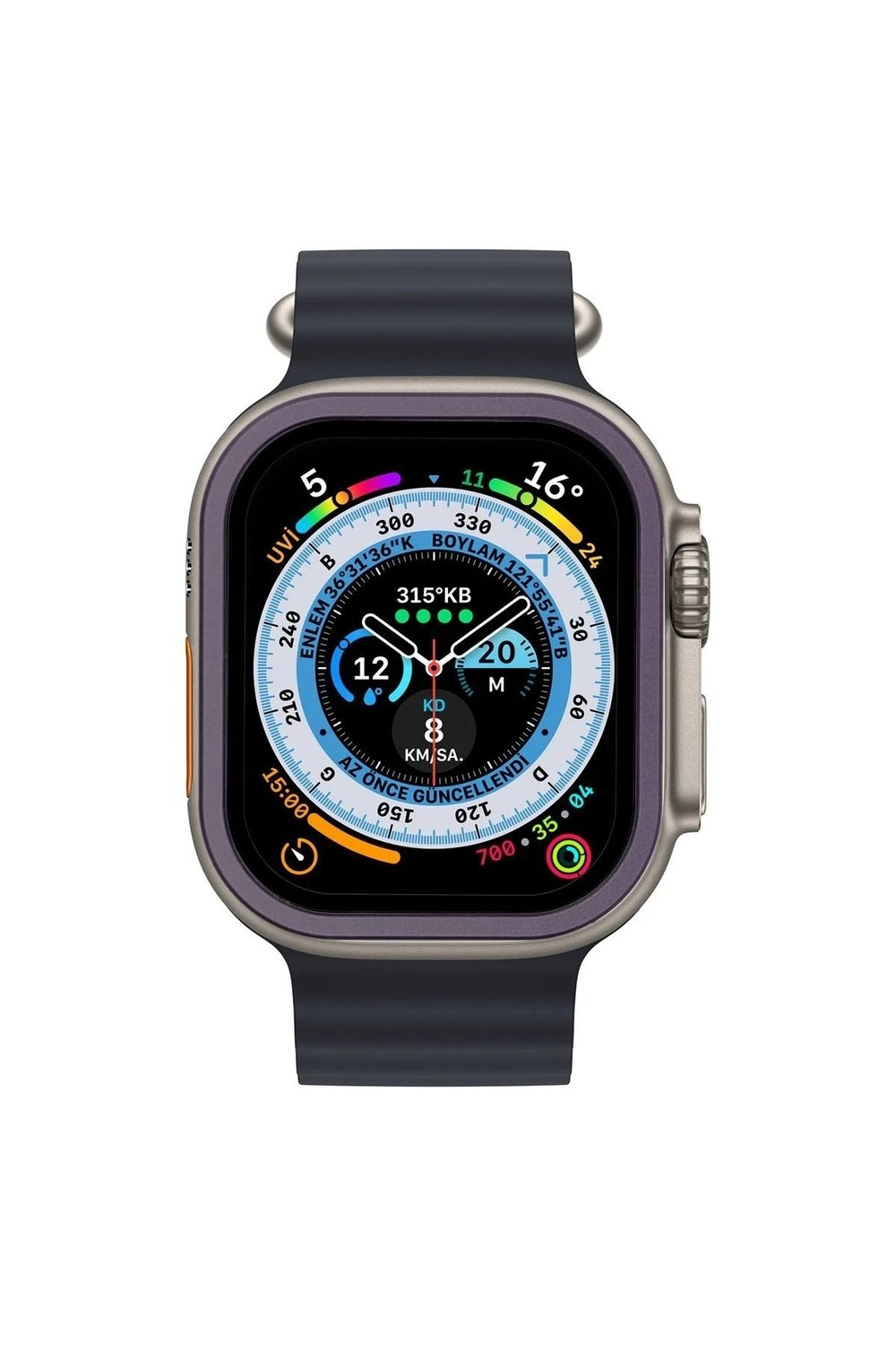 Mey İthalat®   Watch Ultra 49mm Alüminyum Kasa Cam Ekran Koruyucu - Mor