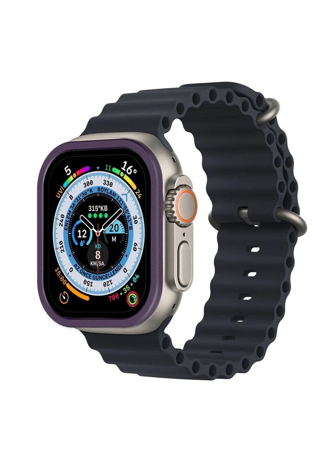Mey İthalat®   Watch Ultra 49mm Alüminyum Kasa Cam Ekran Koruyucu - Mor