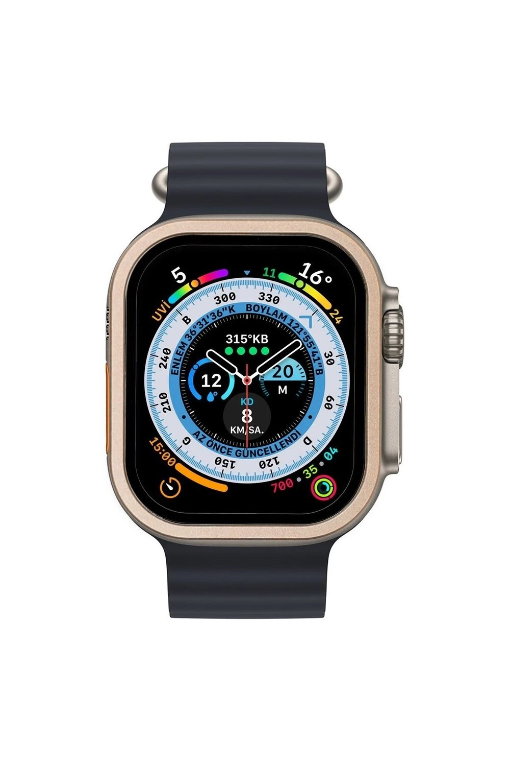 Mey İthalat®   Watch Ultra 49mm Alüminyum Kasa Cam Ekran Koruyucu - Gold