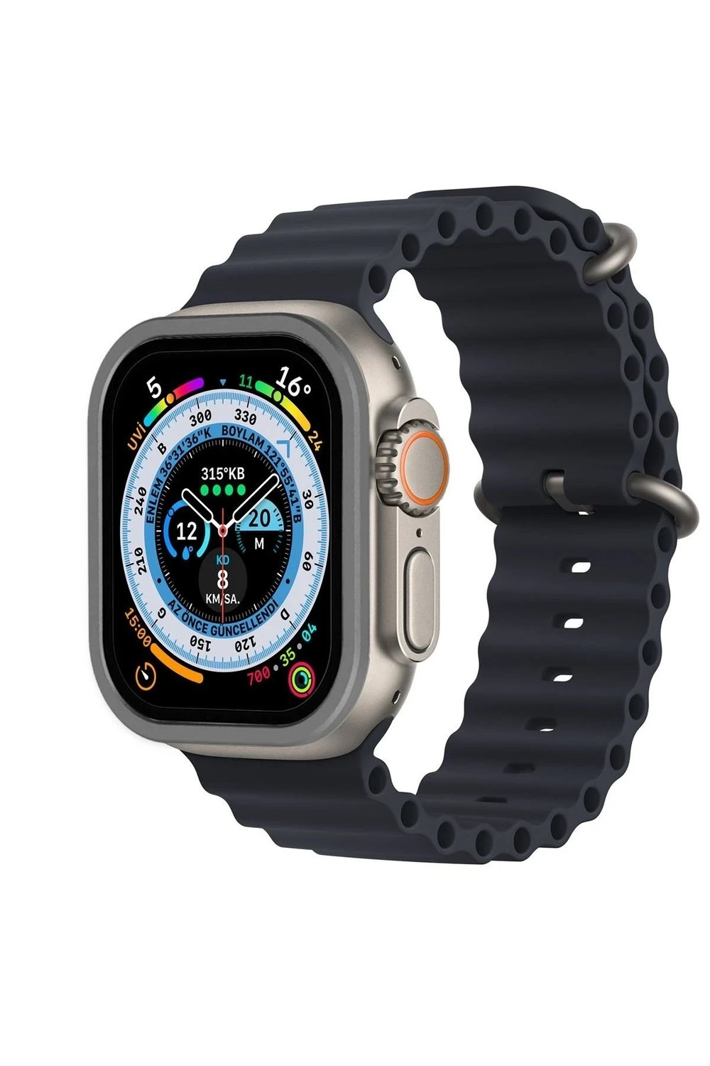 Mey İthalat®   Watch Ultra 49mm Alüminyum Kasa Cam Ekran Koruyucu - Gri