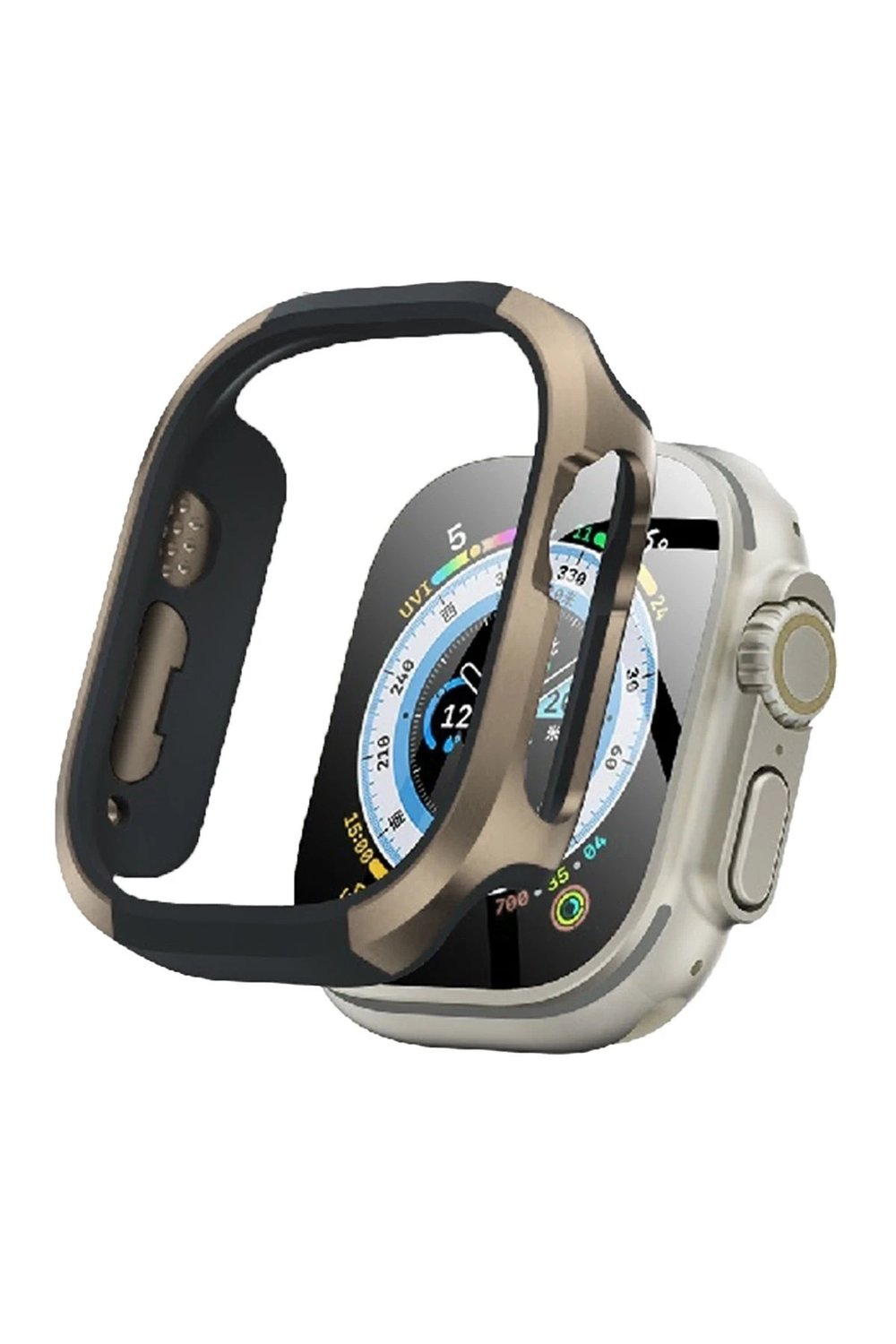 Mey İthalat®   Watch Ultra 49mm MO-WT3 Alüminyum Camlı Kasa Ekran Koruyucu - Gold