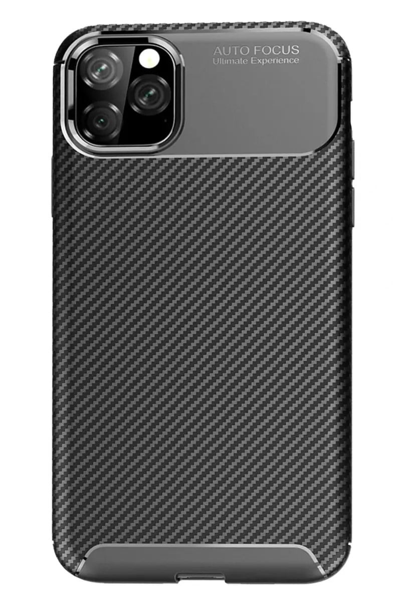 Mey İthalat®   iPhone 11 Pro Max Kılıf Auto Focus Karbon Kapak - Siyah