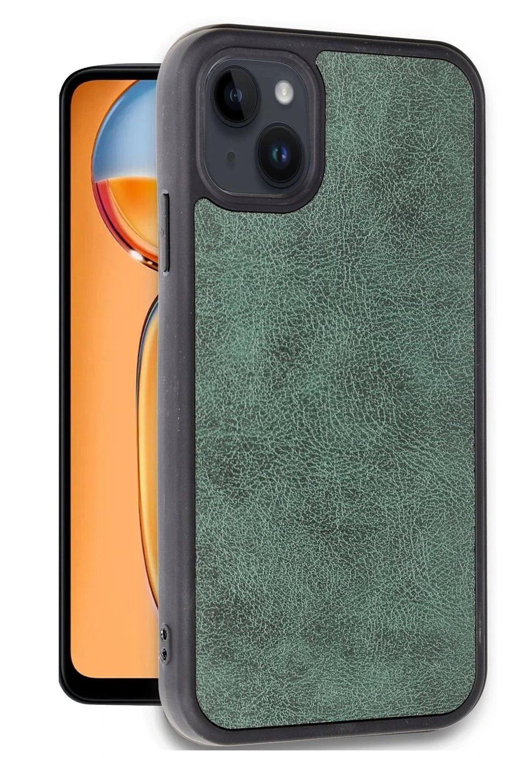 Mey İthalat®   iPhone 14 Kılıf Aras Deri Kapak - Koyu Yeşil