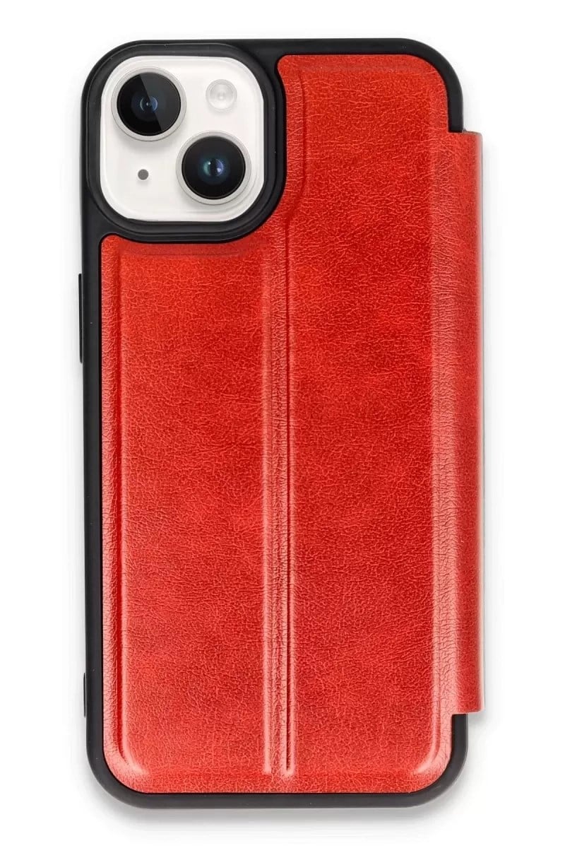 Mey İthalat®   iPhone 14 Kılıf Flip Cover - Kırmızı