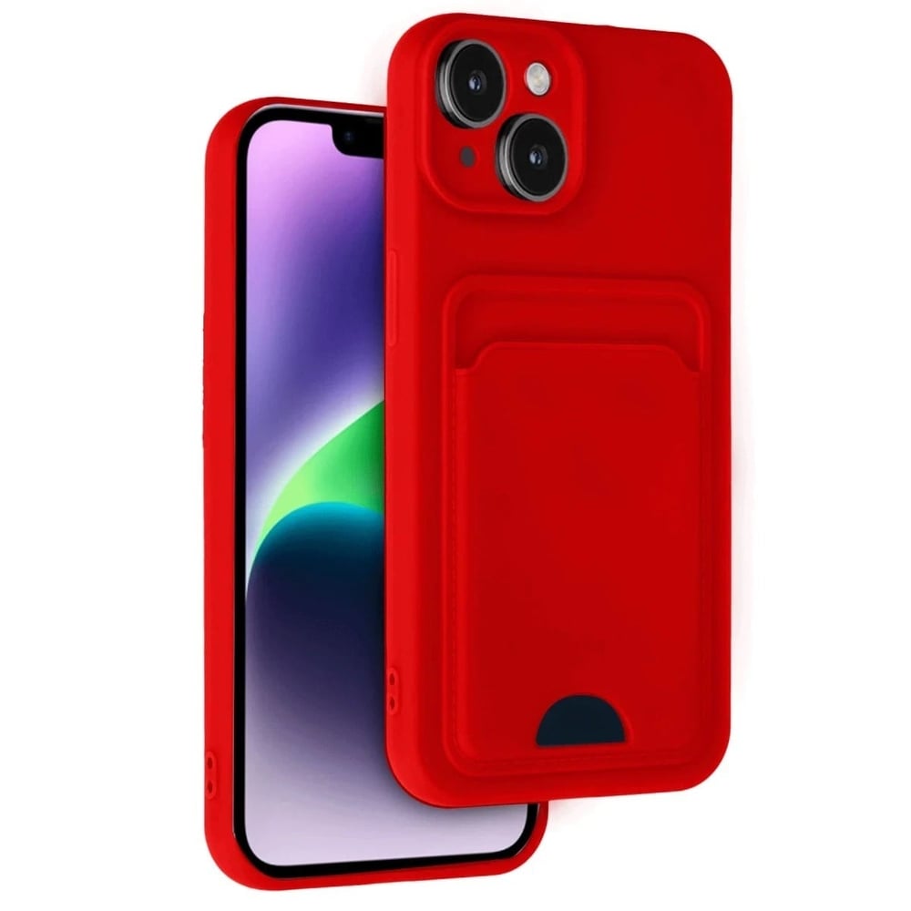 Mey İthalat®   iPhone 14 Kılıf Kelvin Kartvizitli Silikon - Kırmızı