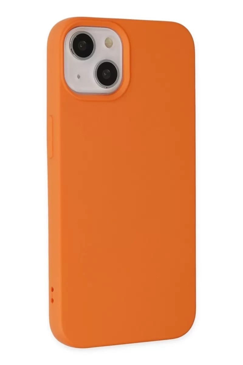 Mey İthalat®   iPhone 14 Kılıf Nano içi Kadife Silikon - Turuncu