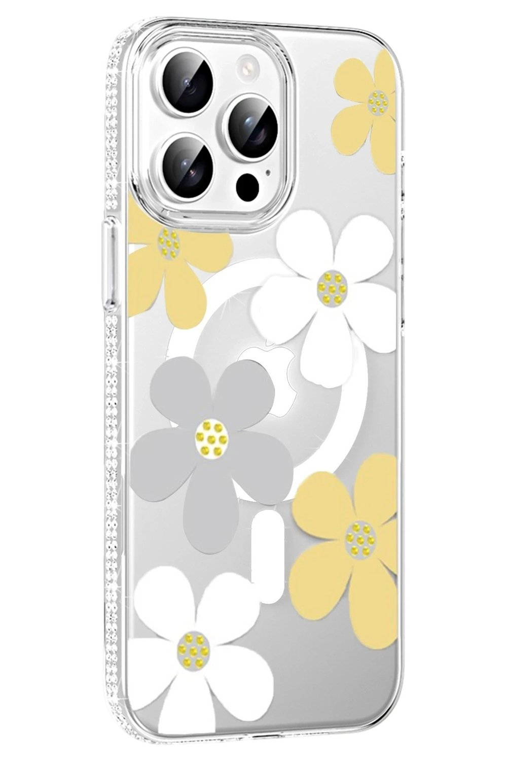 Mey İthalat®   iPhone 14 Pro Max Floral Magsafe Kapak - Sarı