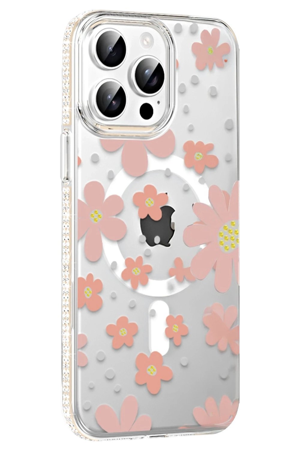 Mey İthalat®   iPhone 14 Pro Max Floral Magsafe Kapak - Pembe