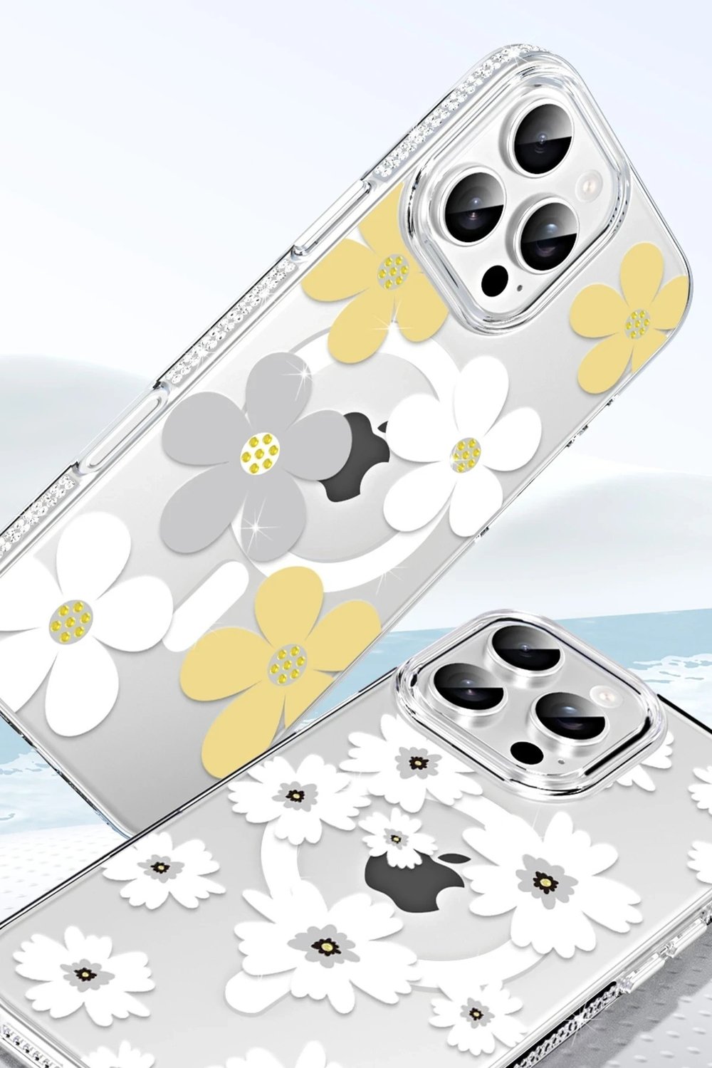 Mey İthalat®   iPhone 14 Pro Max Floral Magsafe Kapak - Beyaz