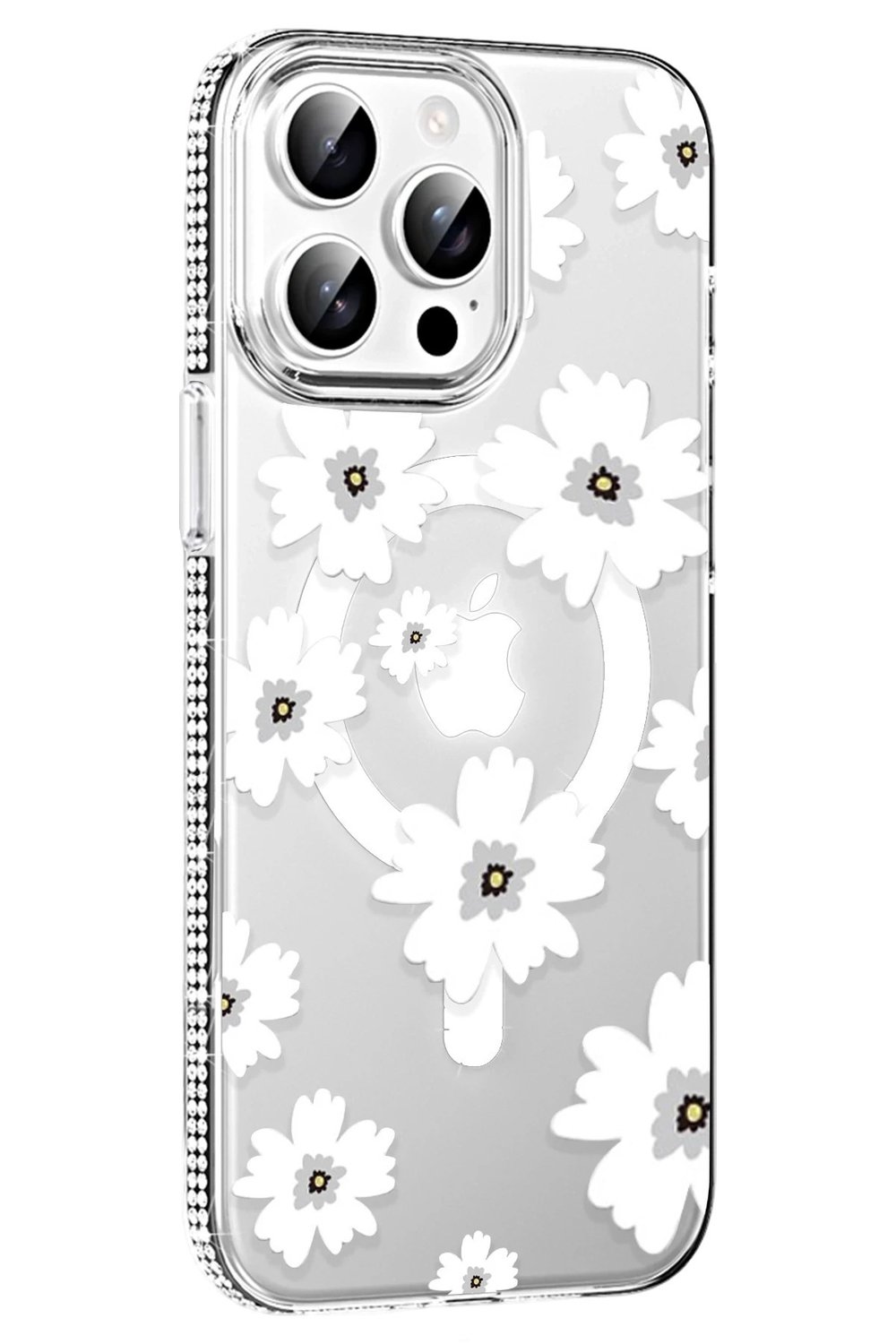 Mey İthalat®   iPhone 14 Pro Max Floral Magsafe Kapak - Beyaz