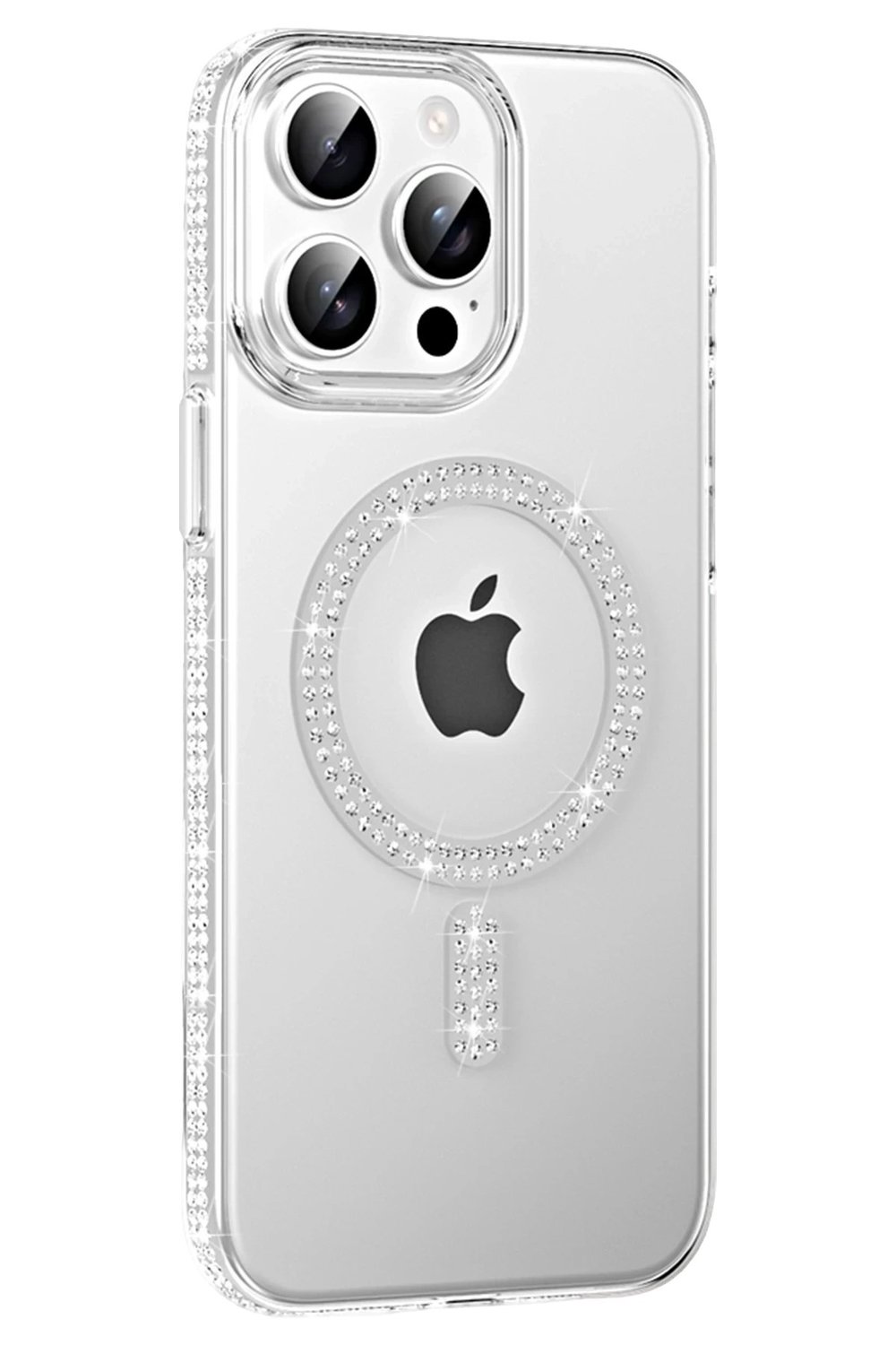 Mey İthalat®   iPhone 14 Pro Max Move Taşlı Magsafe Kapak - Natural Grey