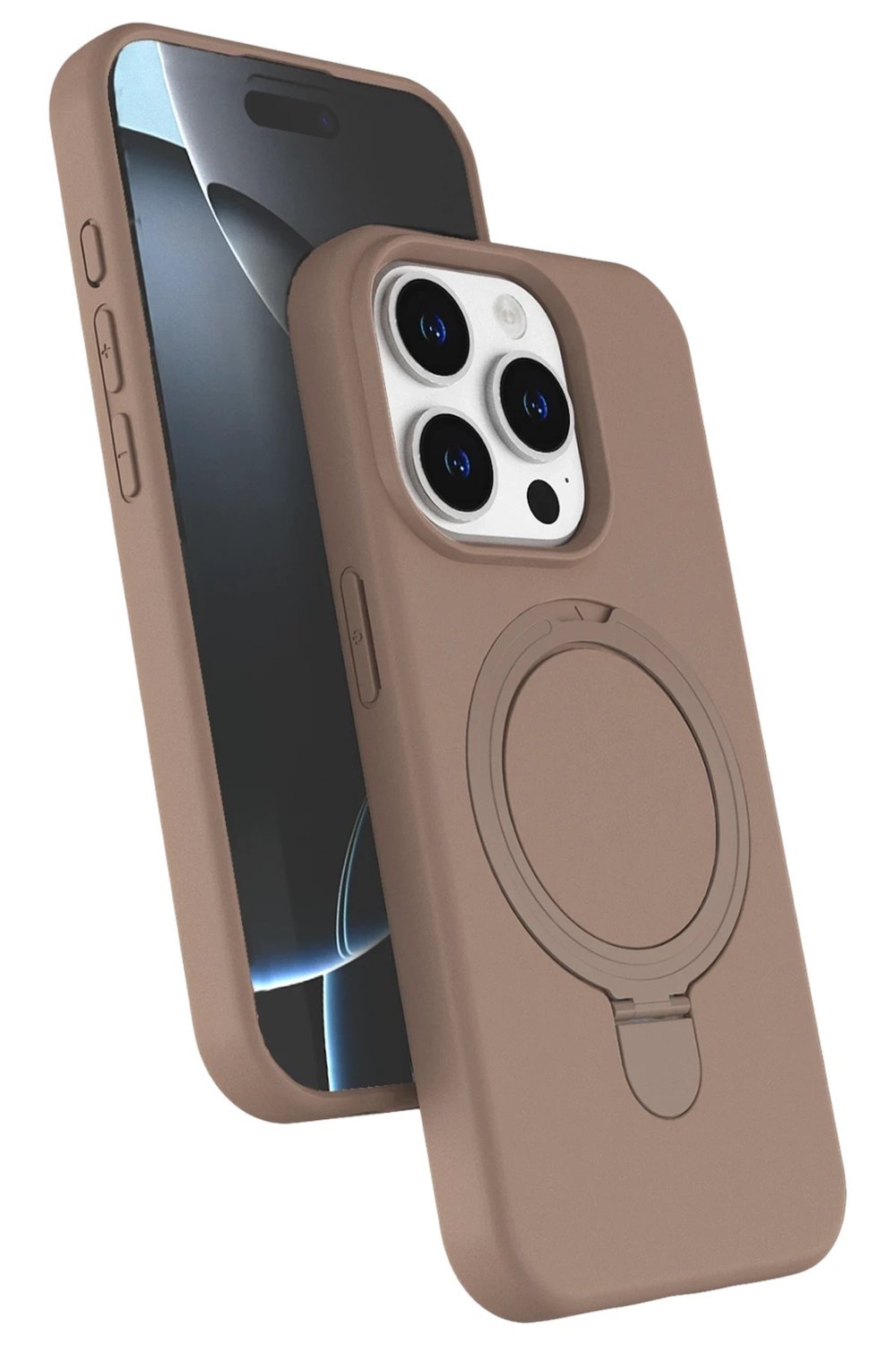Mey İthalat®   iPhone 14 Pro Max Regal Magsafe Standlı Kapak - Çöl Titanyum
