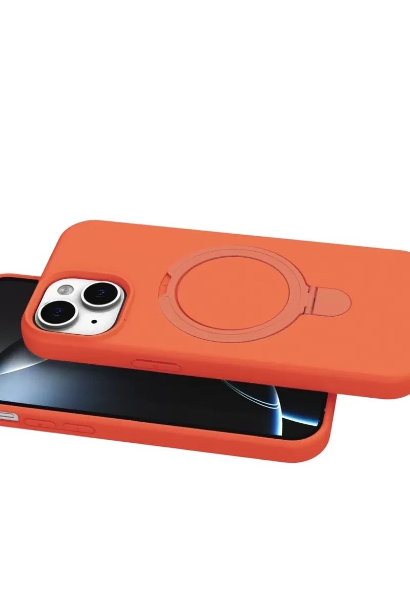 Mey İthalat®   iPhone 14 Regal Magsafe Standlı Kapak - Turuncu
