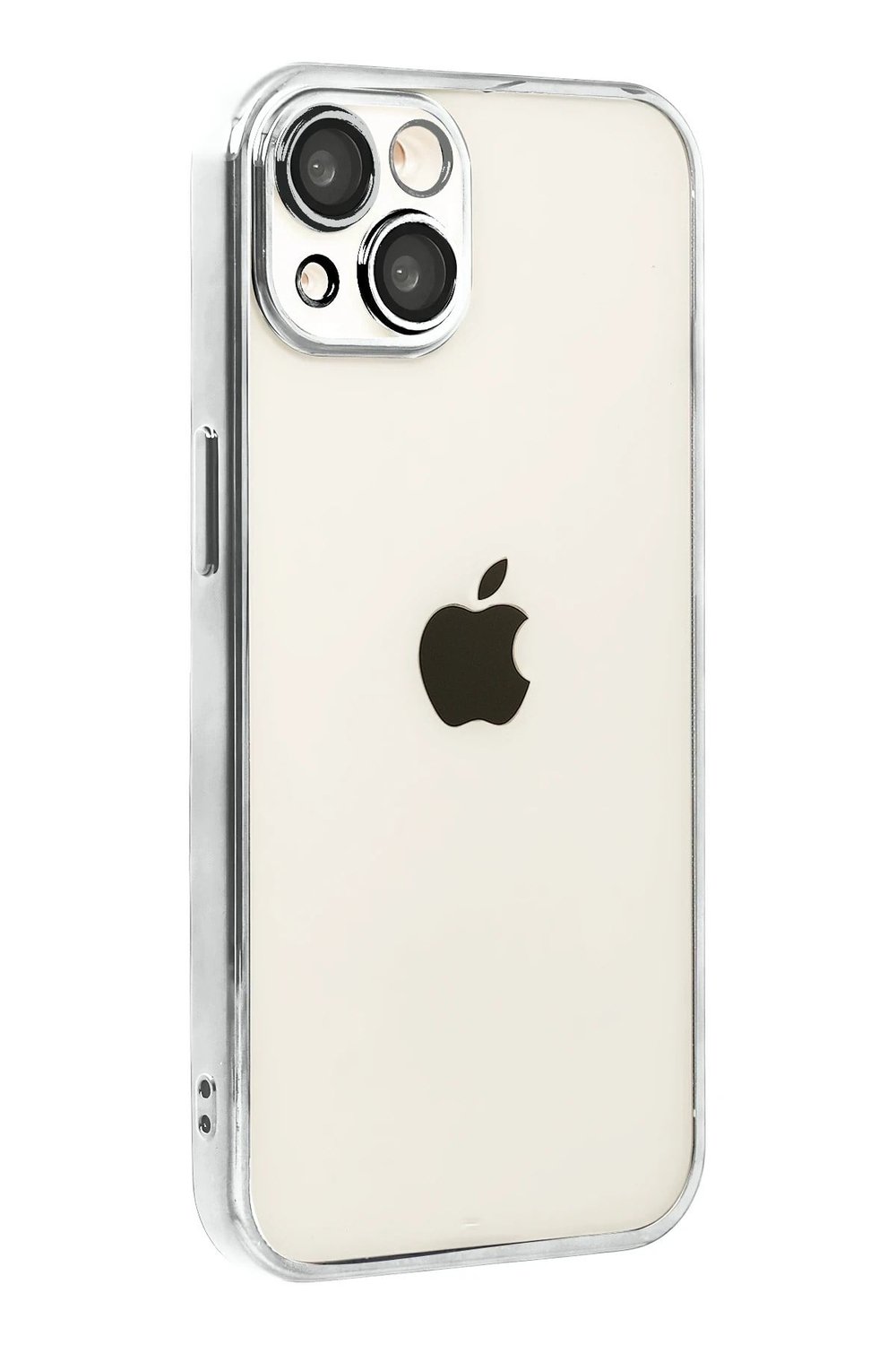 Mey İthalat®   iPhone 15  Lensli Silikon - Gümüş