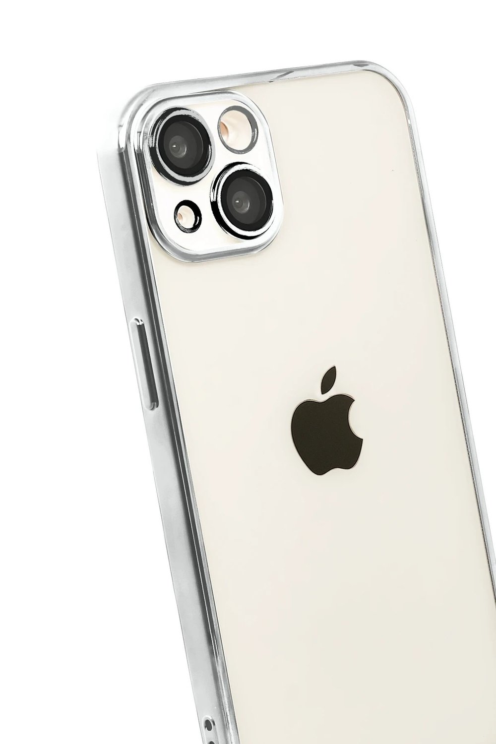 Mey İthalat®   iPhone 15  Lensli Silikon - Gümüş