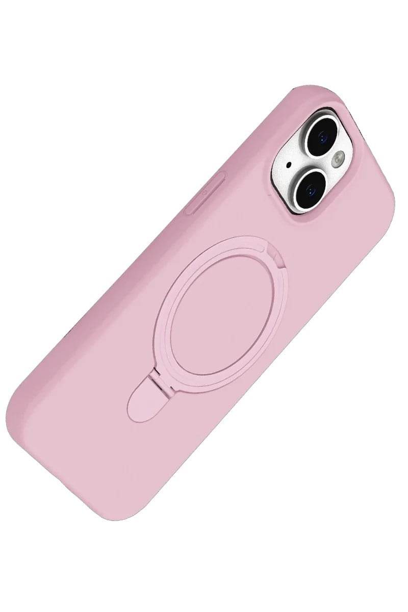 Mey İthalat®   iPhone 15 Plus Regal Magsafe Standlı Kapak - Açık Pembe