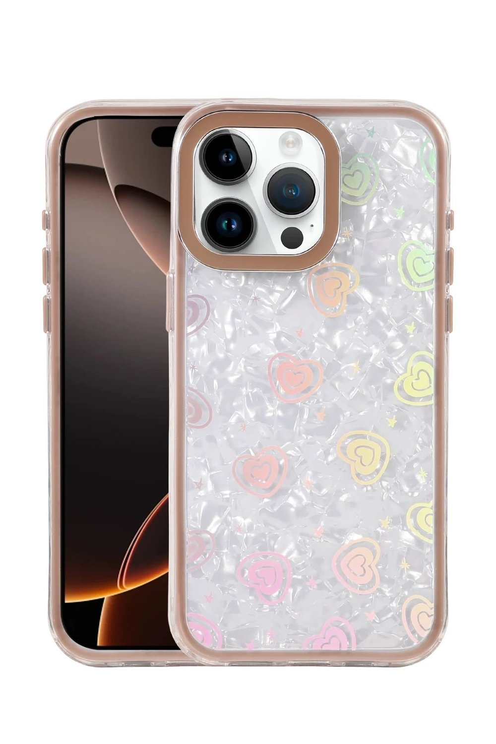 Mey İthalat®   iPhone 15 Pro Lumi Desenli Kapak - Çöl Titanyum