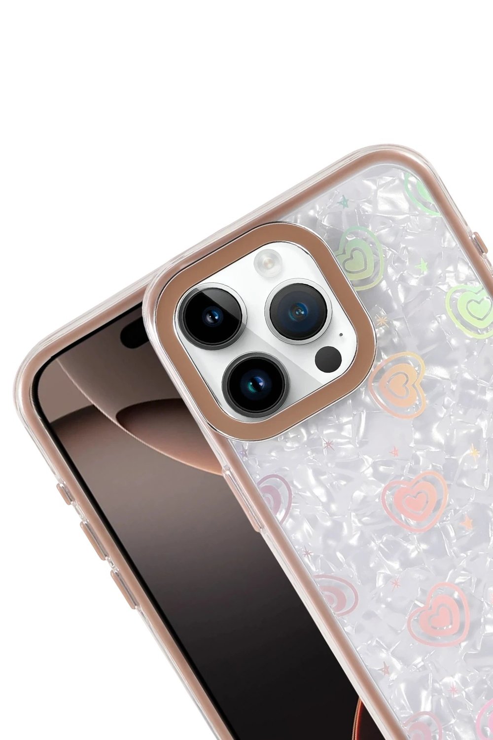 Mey İthalat®   iPhone 15 Pro Lumi Desenli Kapak - Çöl Titanyum