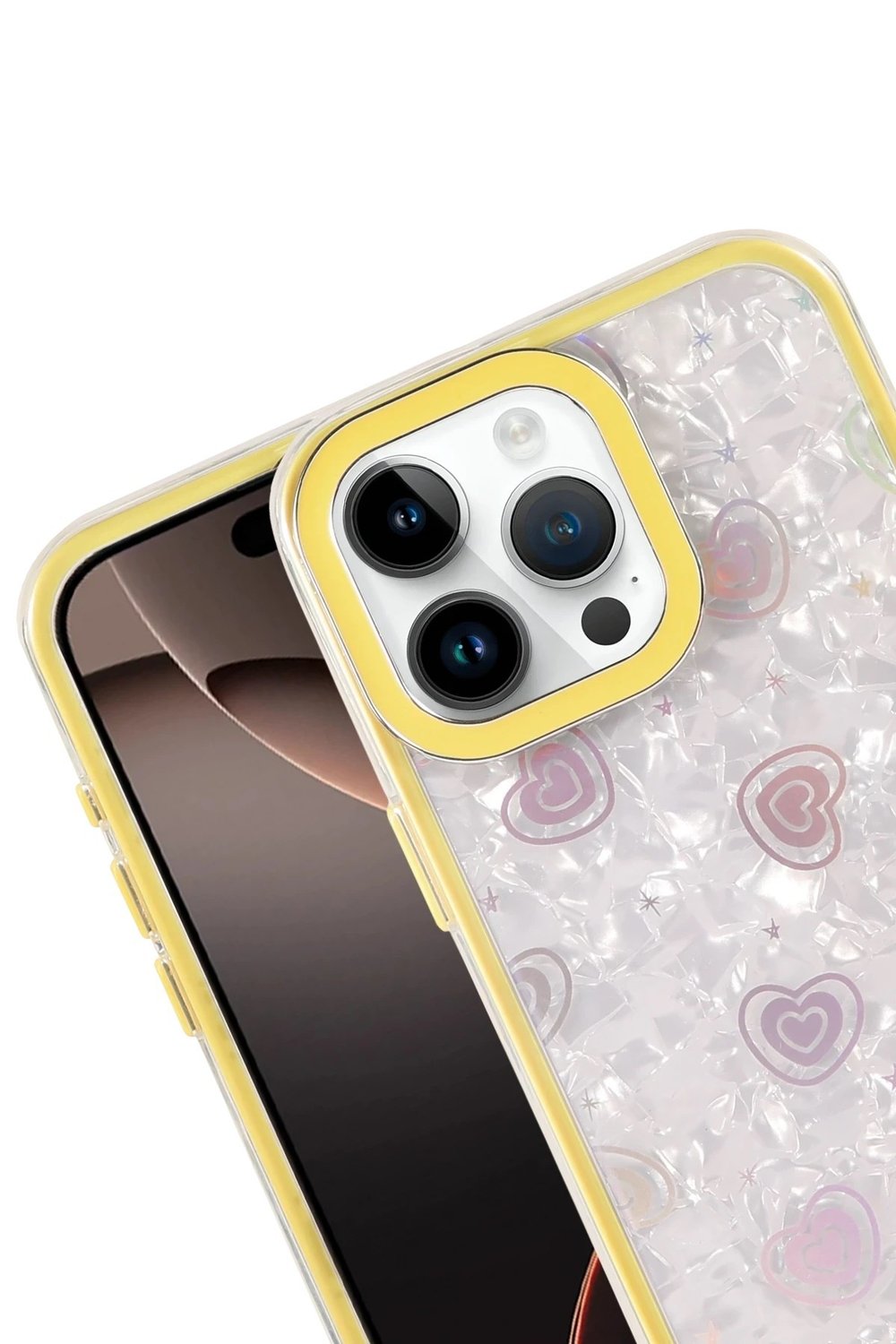 Mey İthalat®   iPhone 15 Pro Lumi Desenli Kapak - Sarı