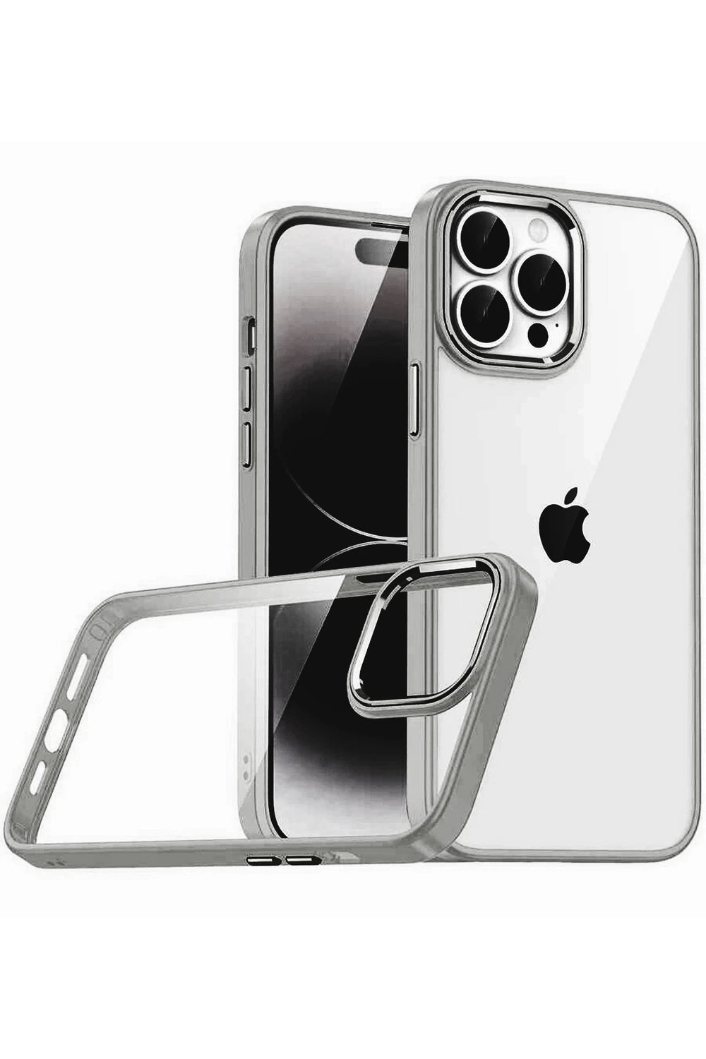 Mey İthalat®   iPhone 15 Pro Max  Lensli Silikon - Titan Gri