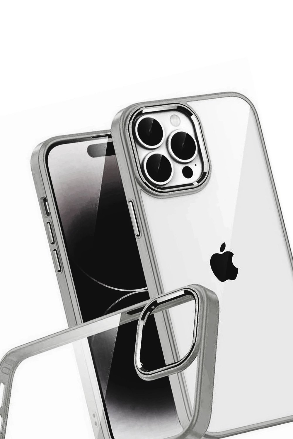 Mey İthalat®   iPhone 15 Pro Max  Lensli Silikon - Titan Gri