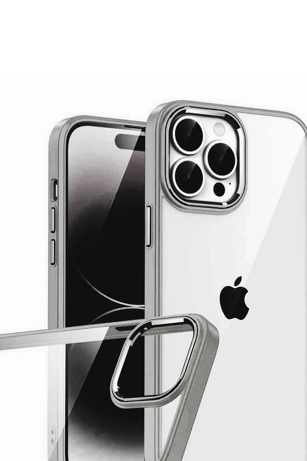 Mey İthalat®   iPhone 15 Pro Max  Lensli Silikon - Titan Gri