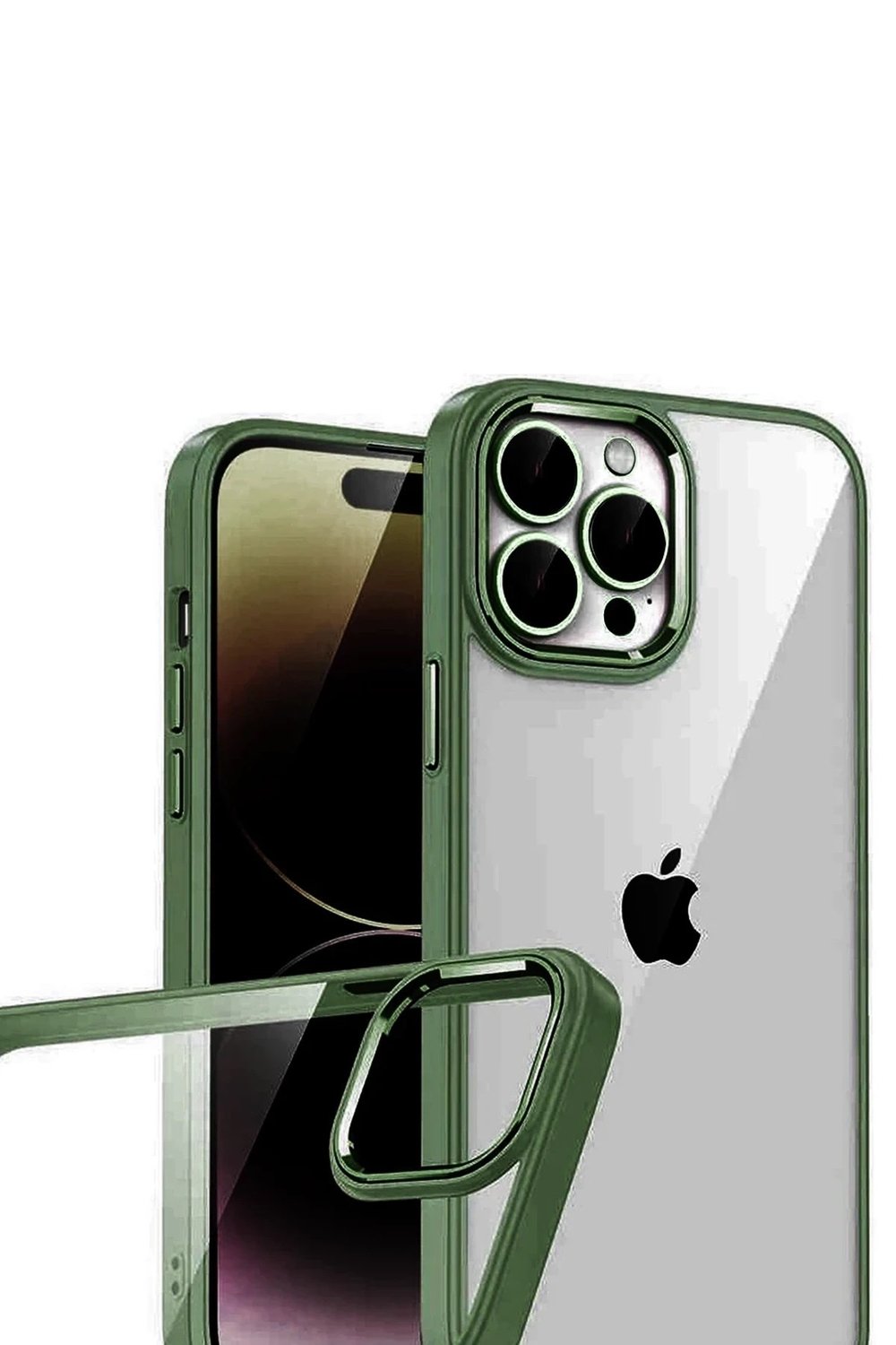 Mey İthalat®   iPhone 15 Pro Max  Lensli Silikon - Yeşil
