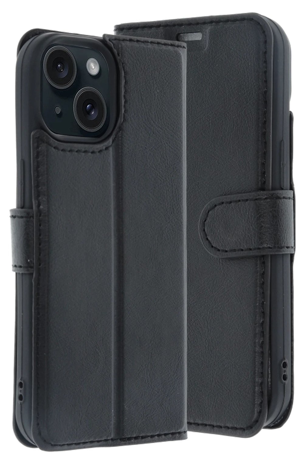 Mey İthalat®   iPhone 15 Trend S Plus Kapaklı Kılıf - Siyah