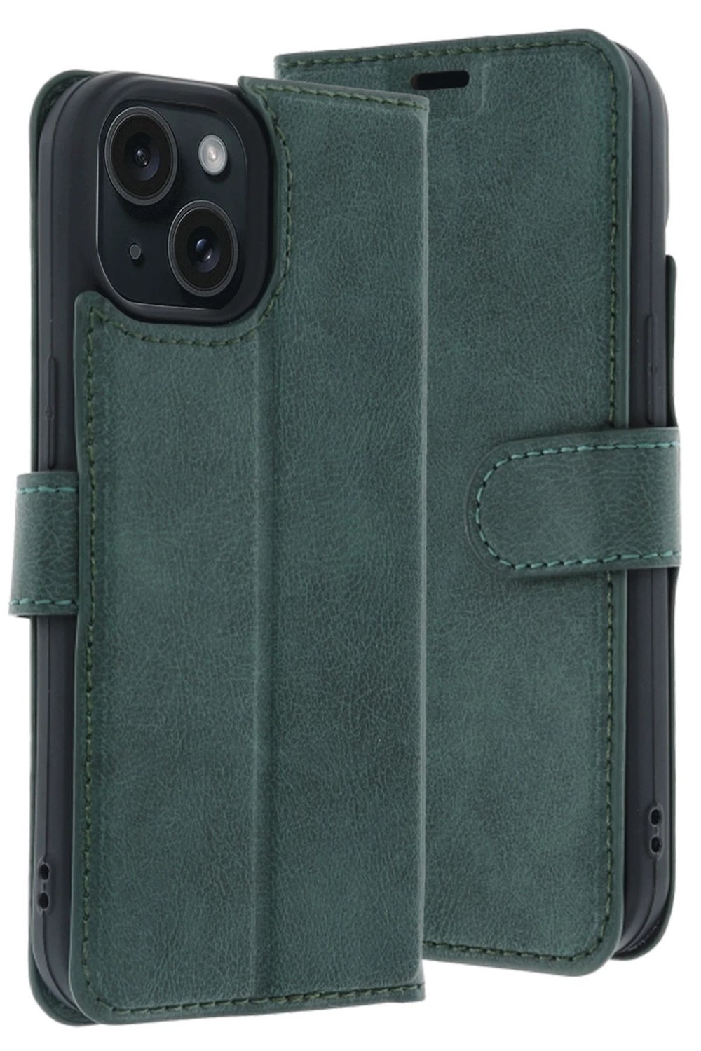 Mey İthalat®   iPhone 15 Trend S Plus Kapaklı Kılıf - Yeşil