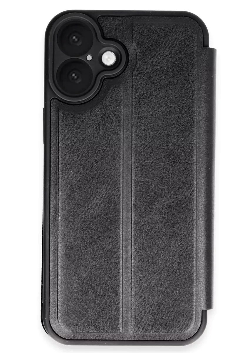 Mey İthalat®   iPhone 16 Kılıf Flip Cover - Siyah