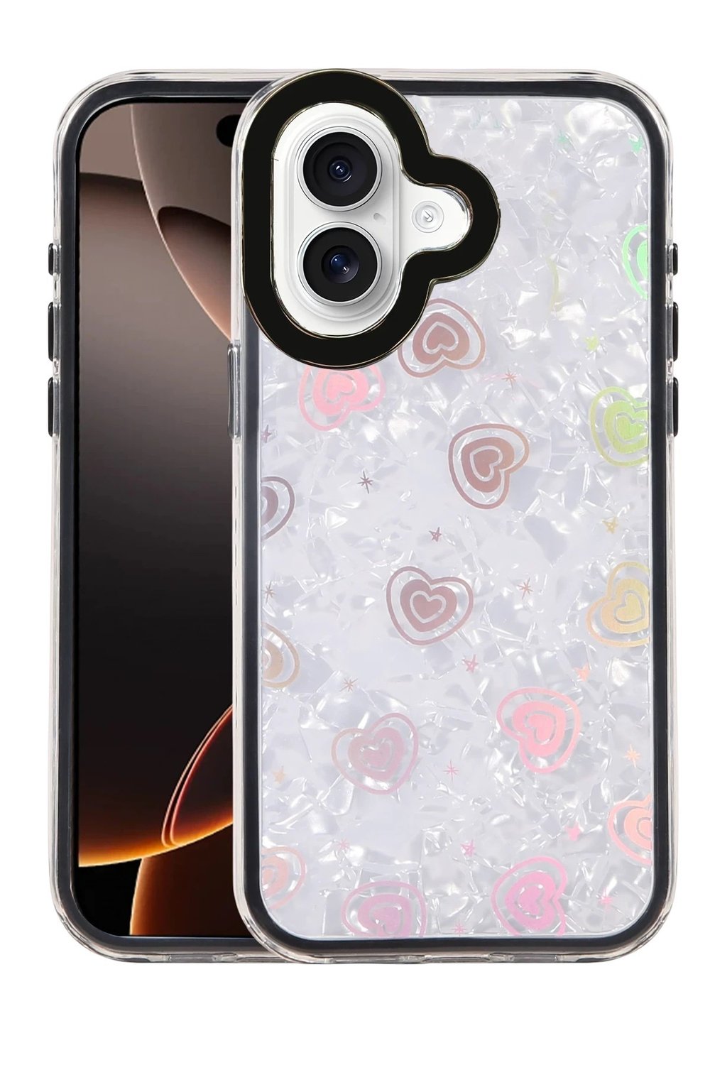 Mey İthalat®   iPhone 16 Lumi Desenli Kapak - Siyah