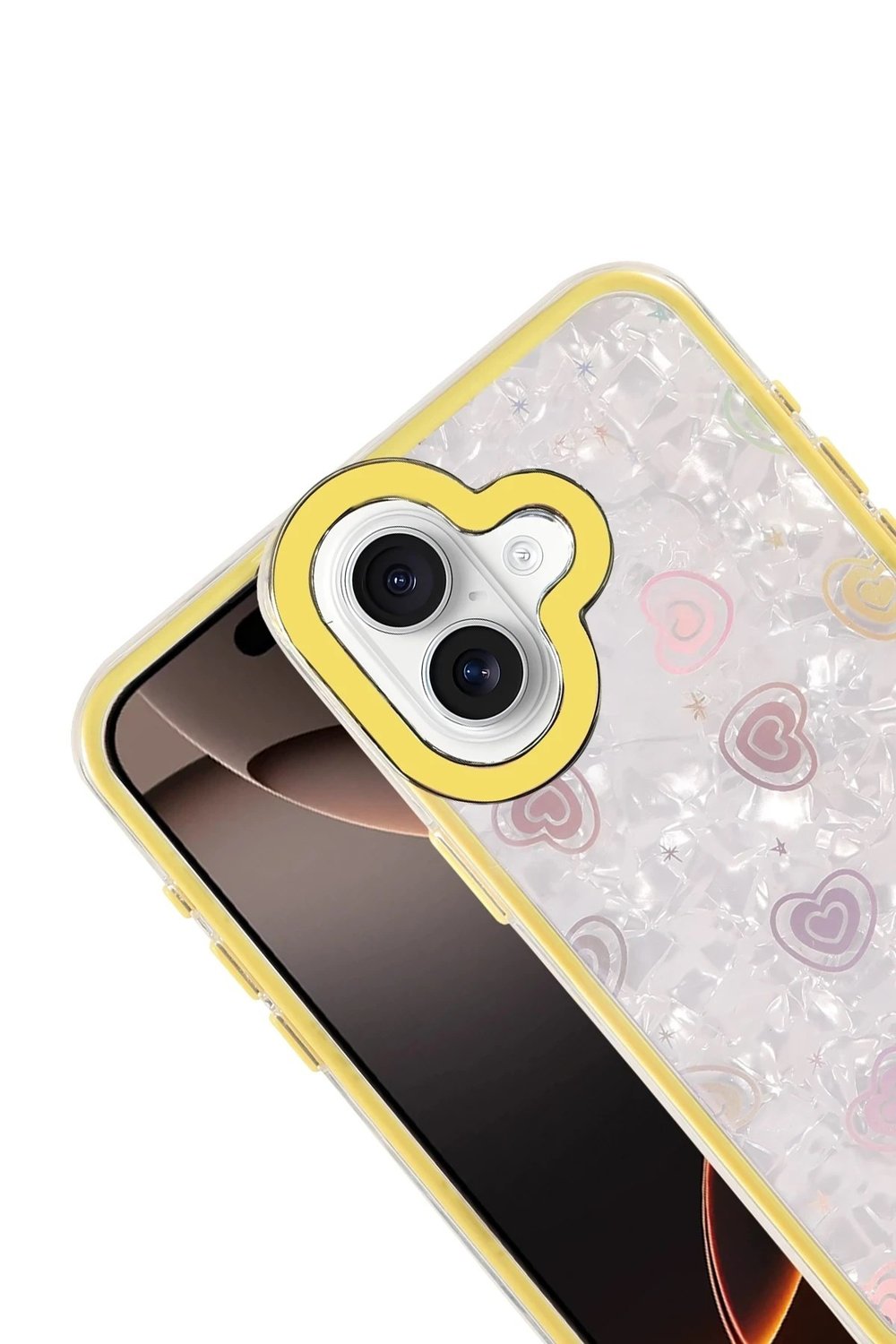Mey İthalat®   iPhone 16 Lumi Desenli Kapak - Sarı
