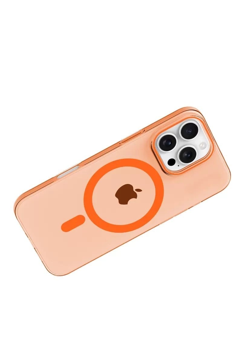 Mey İthalat®   iPhone 16 Pro Max PC Blank Magsafe Kapak - Turuncu