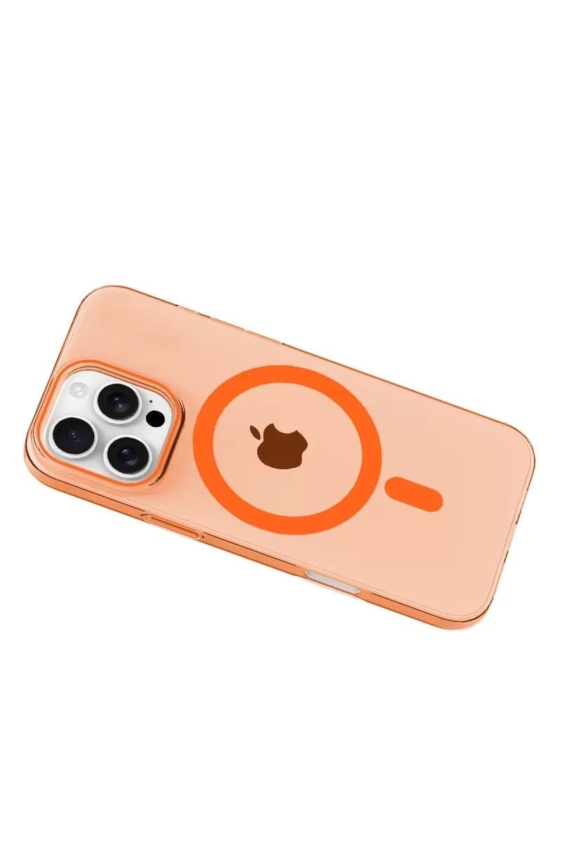 Mey İthalat®   iPhone 16 Pro Max PC Blank Magsafe Kapak - Turuncu