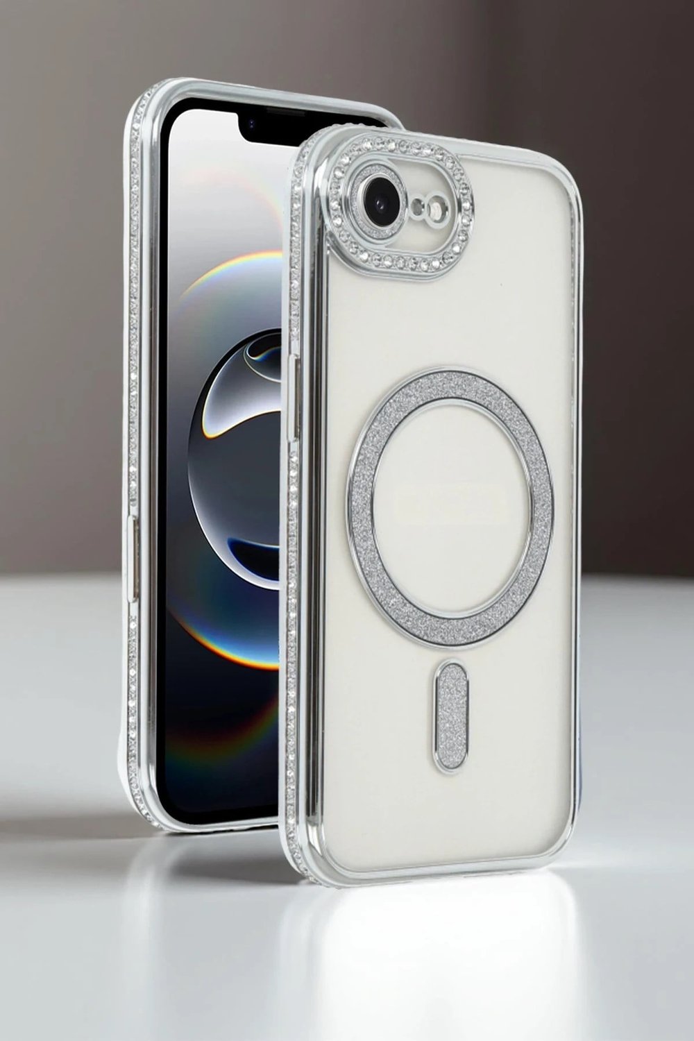 Mey İthalat®   iPhone 16E Joke Simli Magneticsafe Kılıf - Siyah