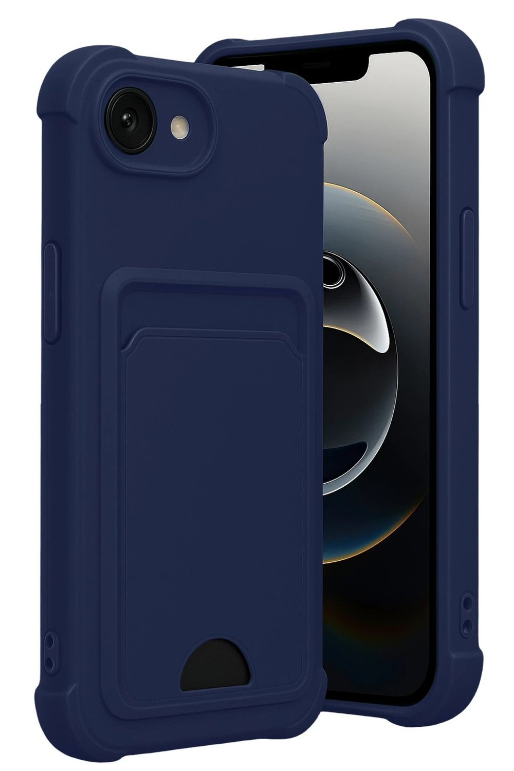 Mey İthalat®   iPhone 16E Kelvin Kartvizitli Silikon - Lacivert