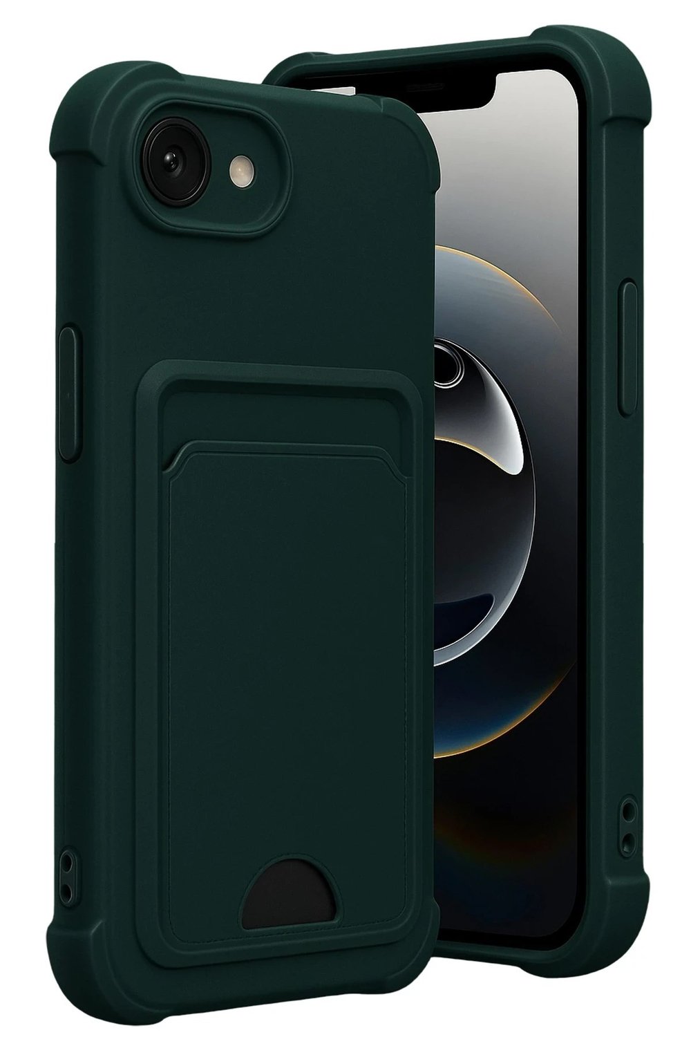 Mey İthalat®   iPhone 16E Kelvin Kartvizitli Silikon - Koyu Yeşil